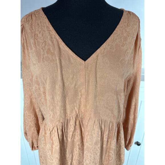 Umgee 3/4 Sleeve V-Neck Tiered Maxi Dress V-Back Cotton Boho Pullover Size 1X - Picture 4 of 15